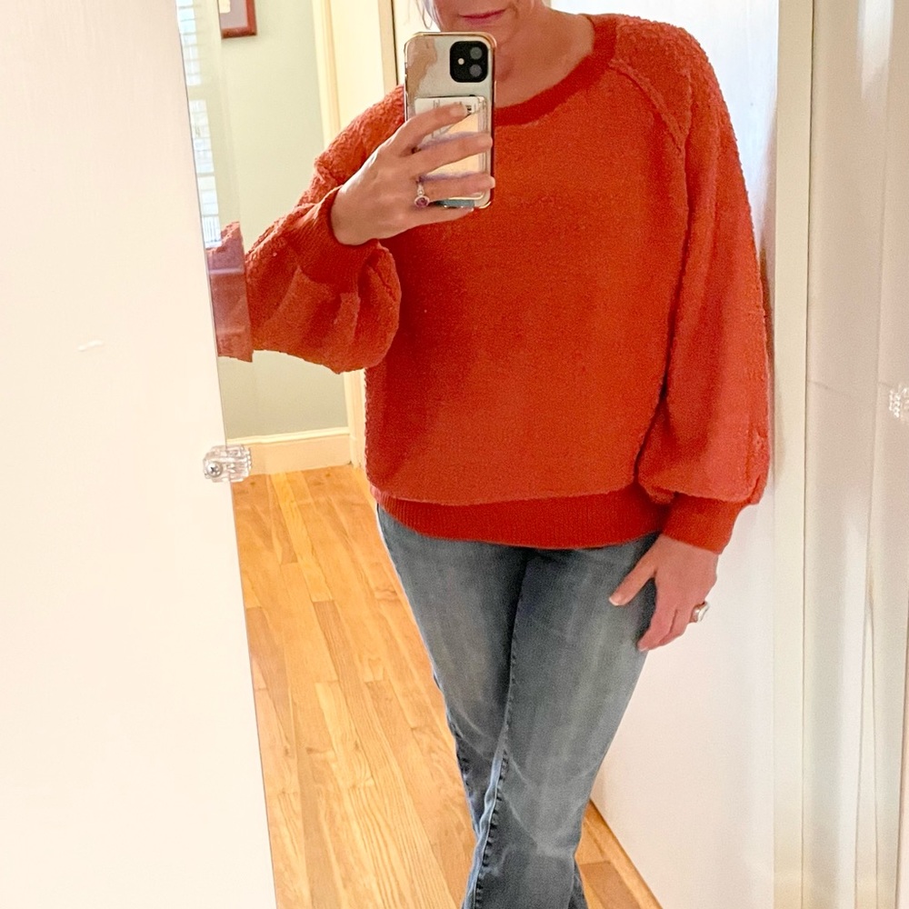Umgee Puff Sleeve Boat Neck Sweater